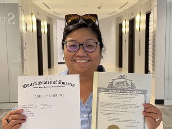 Ashley Cheung with trademark documents