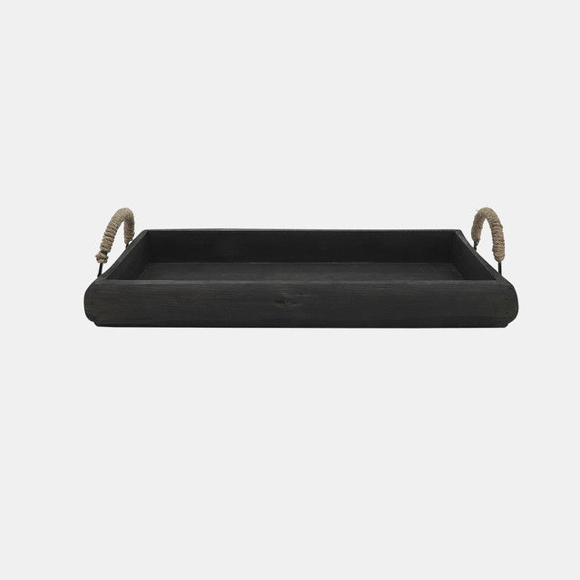 Thumbnail: Small black wood tray with handles
