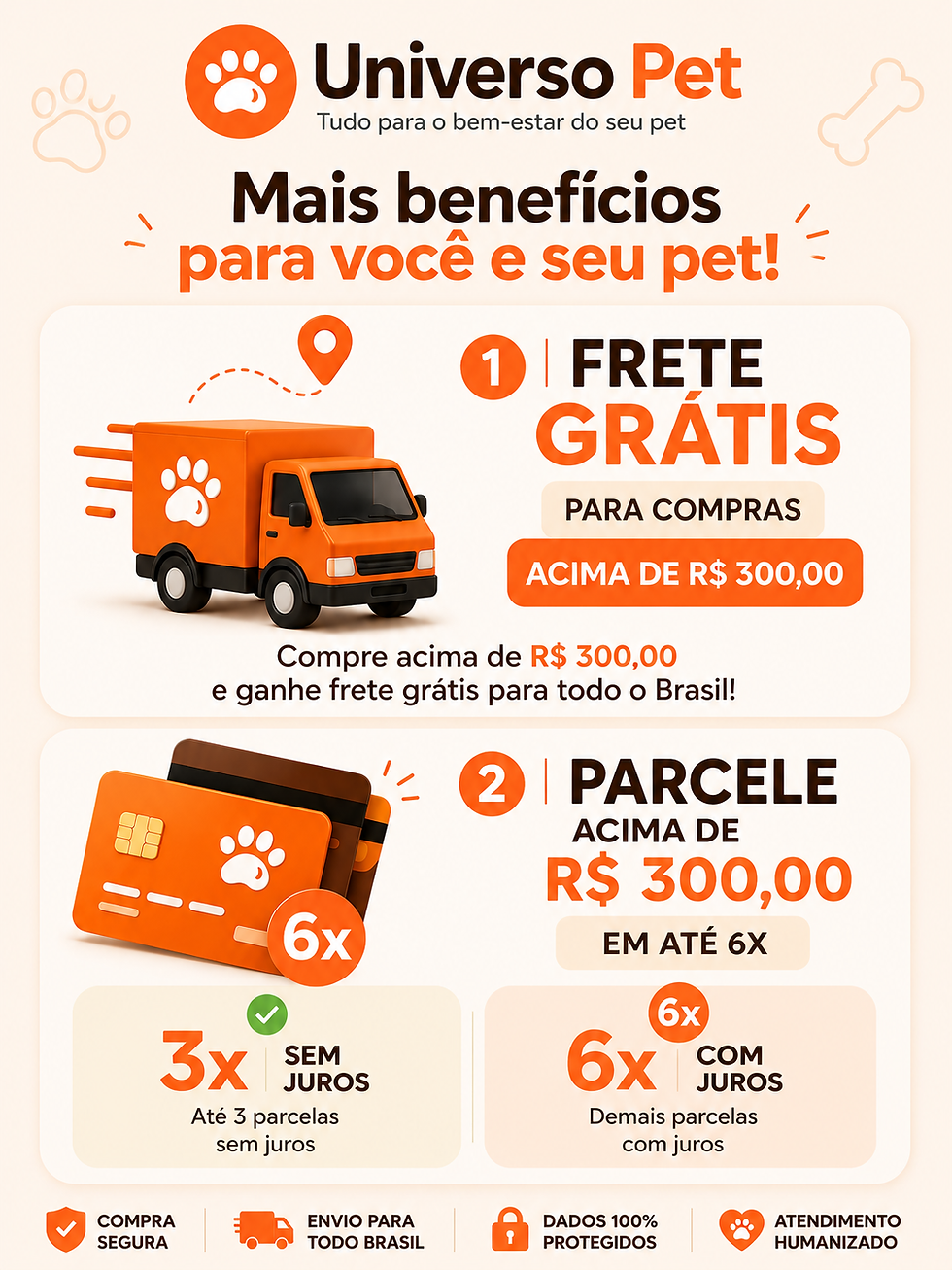 benefícios de entrega e parcelamento da universo pet