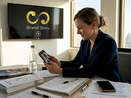 Business owner reviewing video for marketing