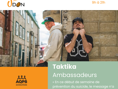 Le groupe rap québécois Taktika, ambassadeur du Défi Joue Don