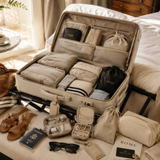 packing cubes and packing organization