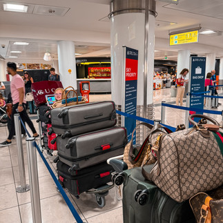 Nine TUMI bags traveling well