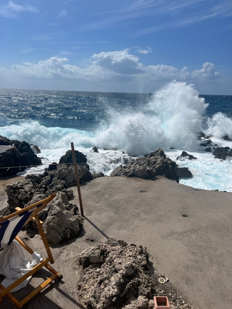 Rough day at sea at a beach Club in Capri