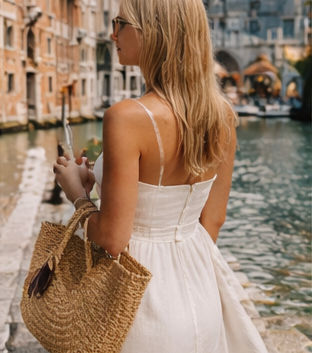 woman dressed in white dress in italy