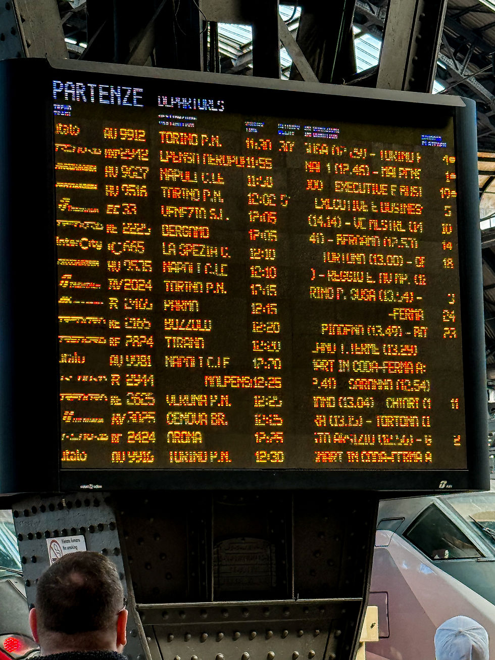 platform display at train station in Milan, Italy