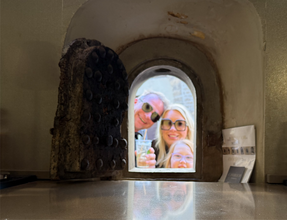 family wine window tour in Florence, Italy
