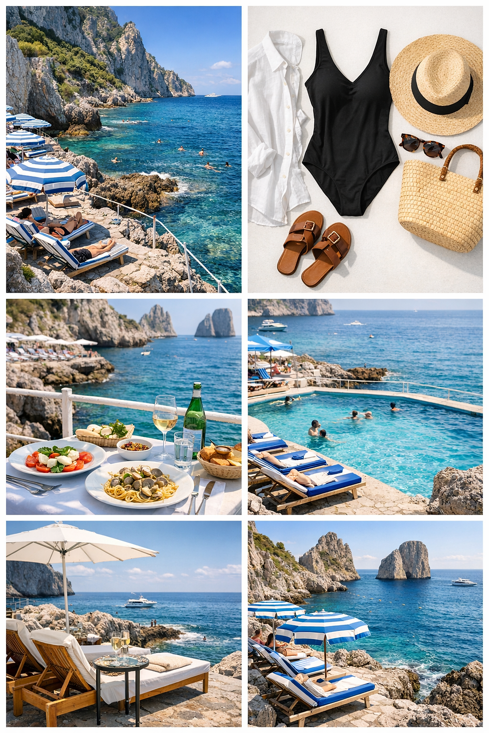 Capri beach club vibe and aesthetic