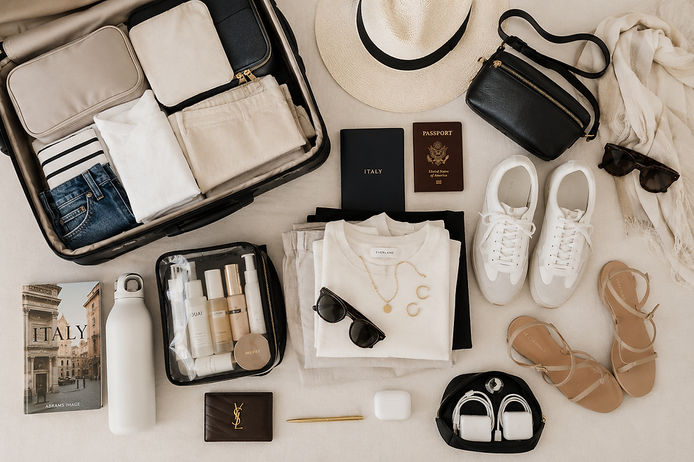 layflat photo of packing in a carry-on bag