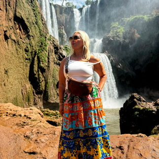 woman at waterfalls in morocco