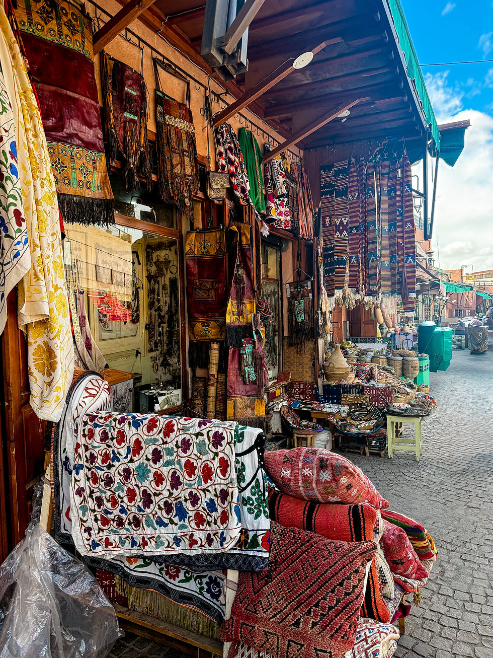 typical stall at souk in marrakech morocco
