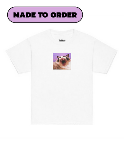 PUSSYCAT PRINT - BABY TEE WHITE FRONT VIEW