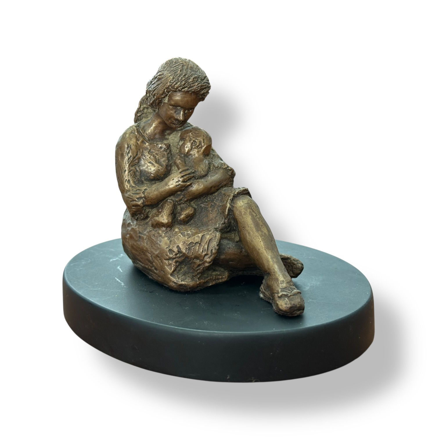 Rare 1975 Silvana DeMichelis "Mother and Child" Bronze Sculpture