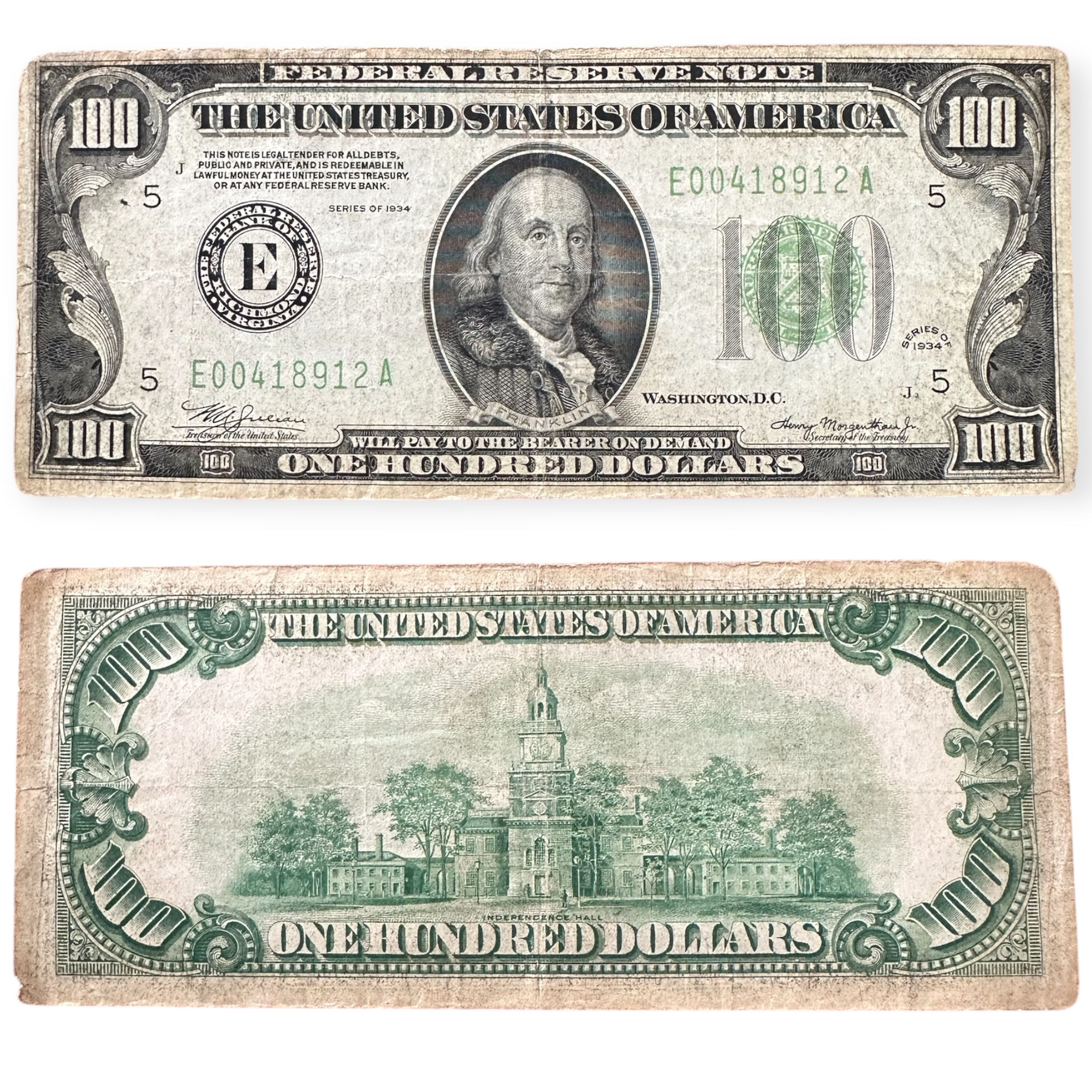 1934 A #E02413377A $100 Circulated