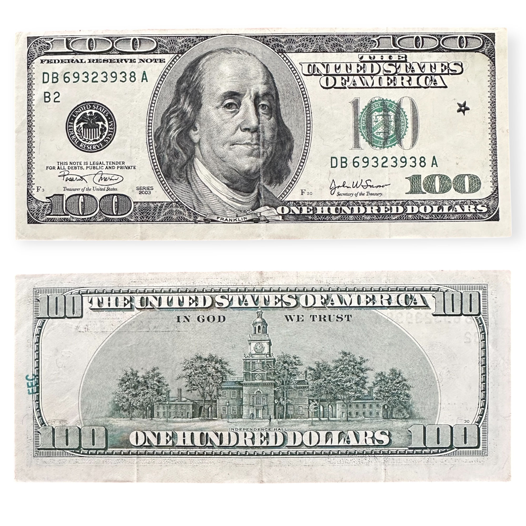 2003 Star Note #DB69323938A $100 Circulated 