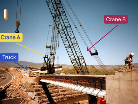 Setting bridge girders in a precarious situation.