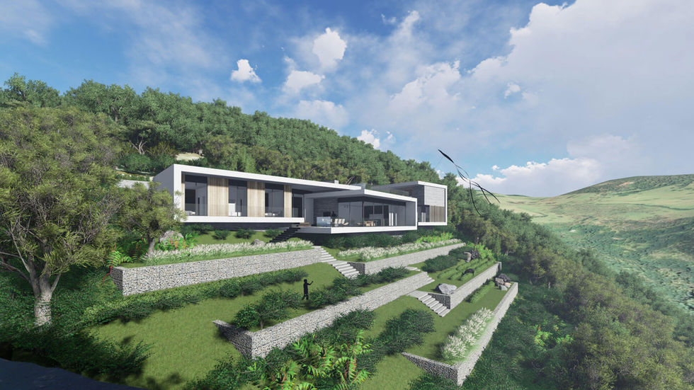 casa campestre moderna fachada terreno inclinado arquitectos Cali