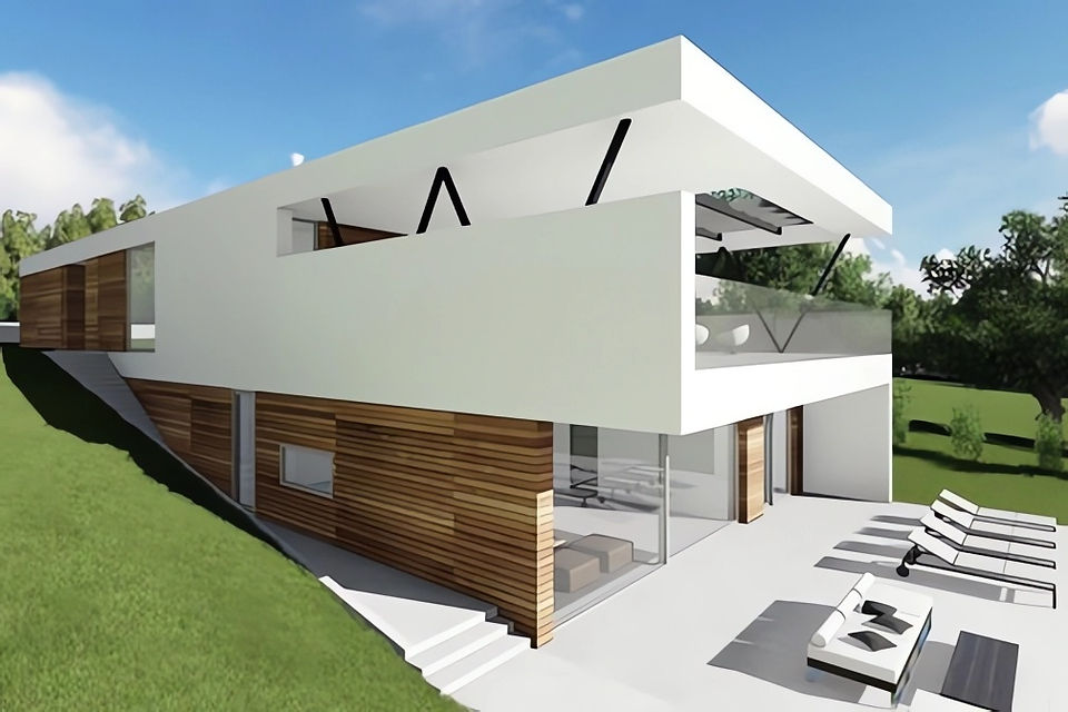 casas de campo modernas fachada de dos pisos con terraza arquitectos Cali