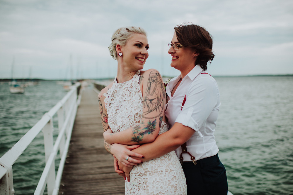 This Auckland lesbian wedding features in Dancing With Her, the world's first lesbian bridal magazine.