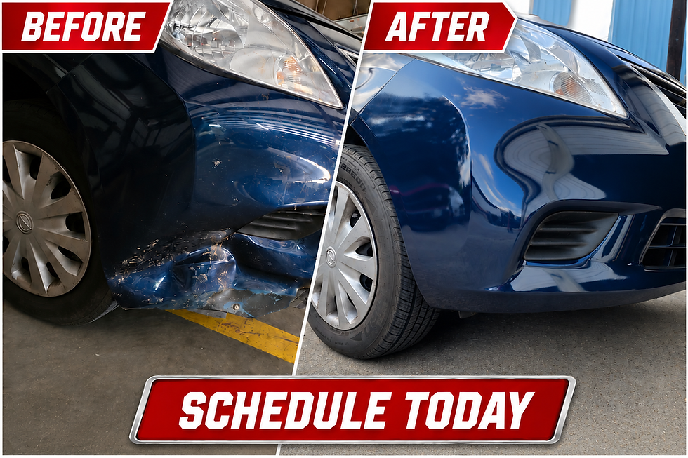 Before and after front bumper collision repair