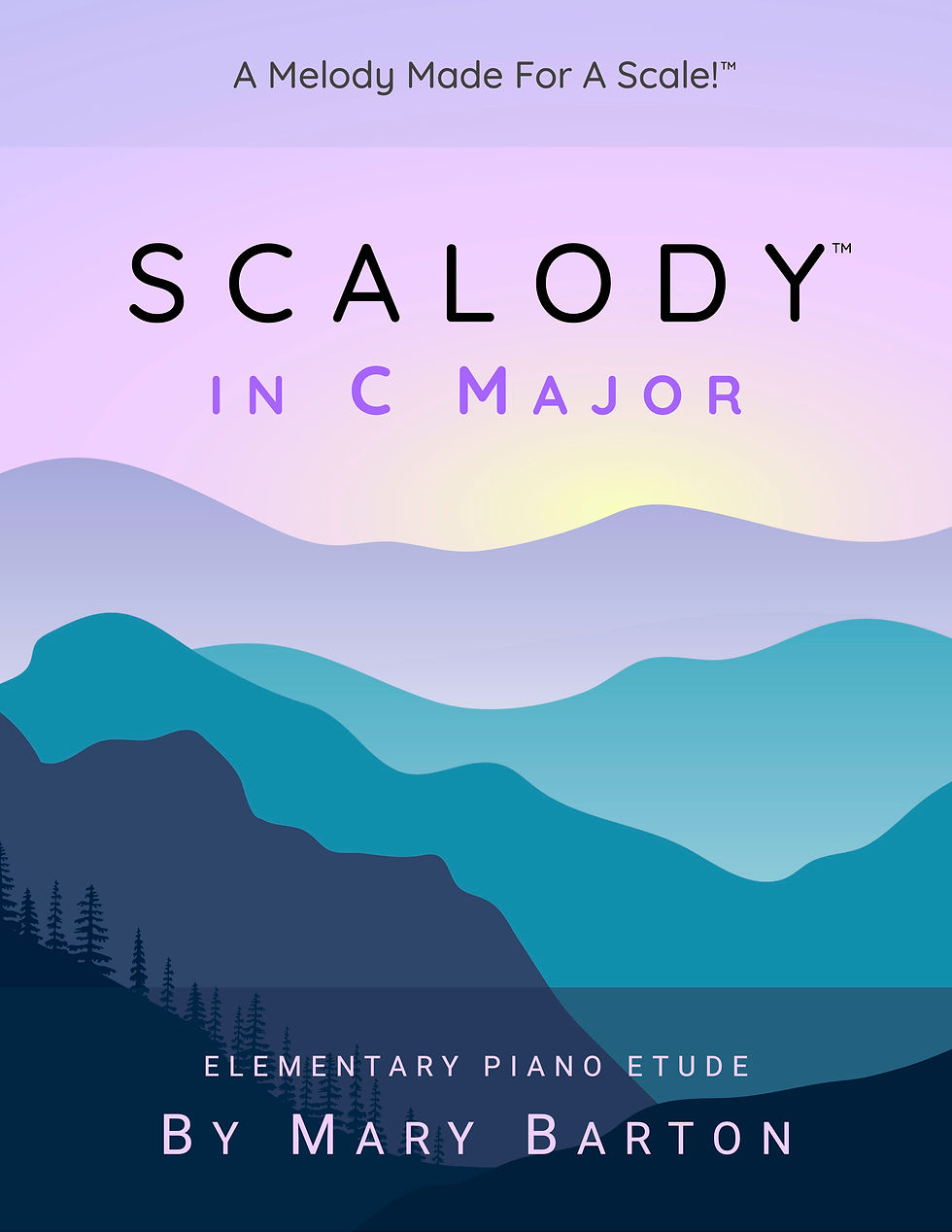 Sheet music cover of colourful mountain background