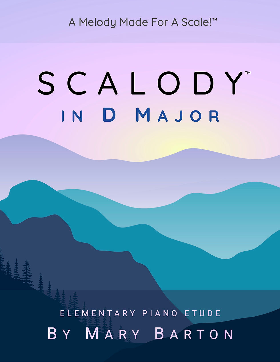 Sheet music cover of colourful mountain background scene