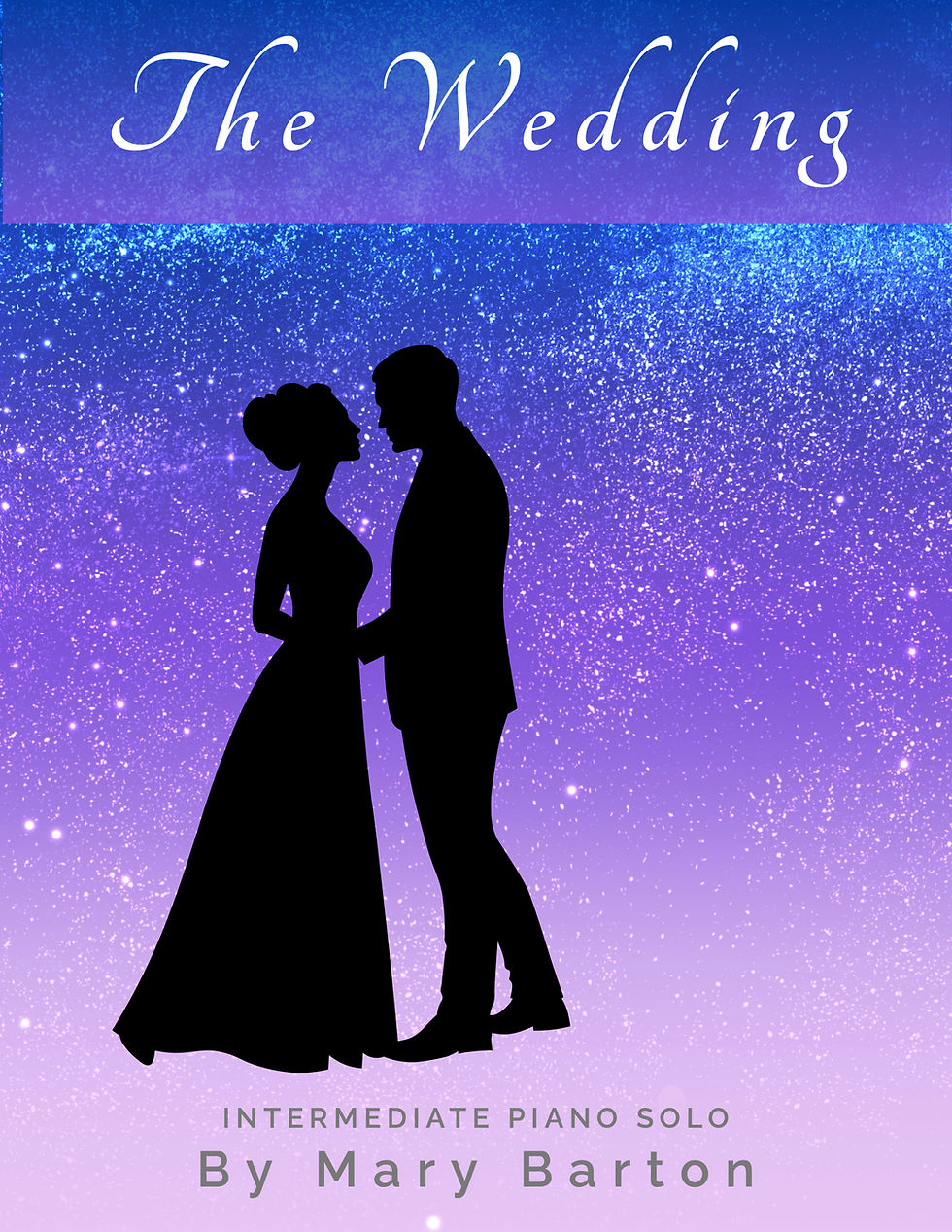 Sheet Music Cover with Silhouette of bride and groom on coloured background