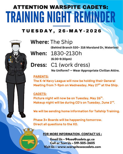 (26-May) Tuesday Training Reminder