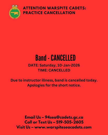 (10-Jan) Band Cancelled