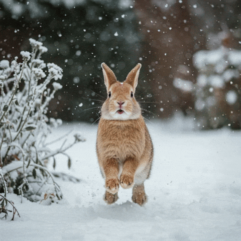 Happy Rabbit Snow GIF by Salih Kizilkaya.gif