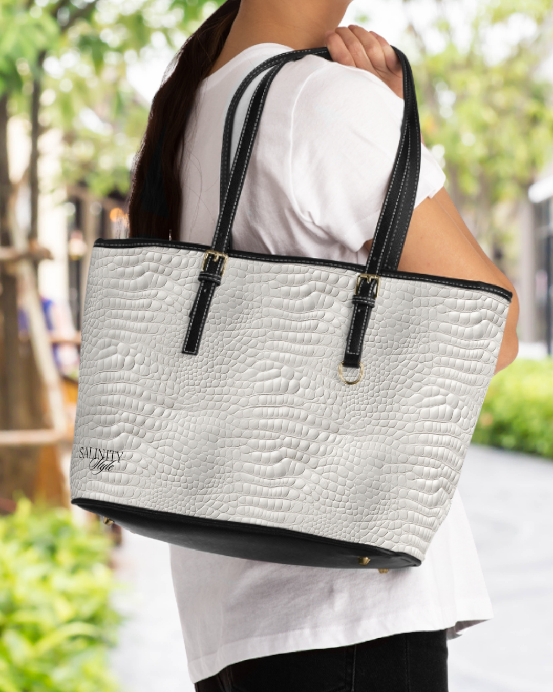 Shoulder Bag - Alligator Skin Pattern Printed PU Leather, Stylish and Chic