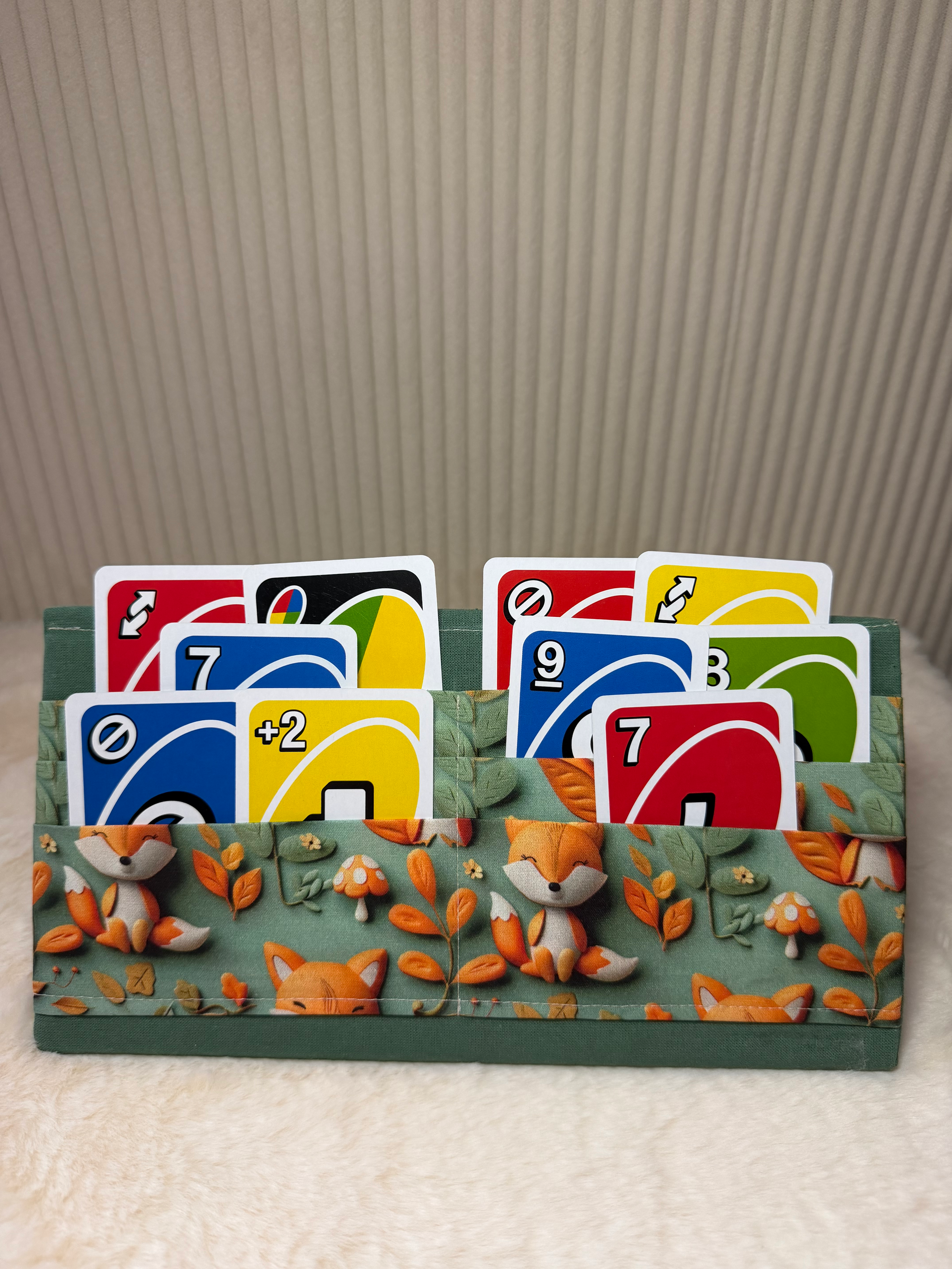 Porte-cartes à jouer en tissu Renards – Vert