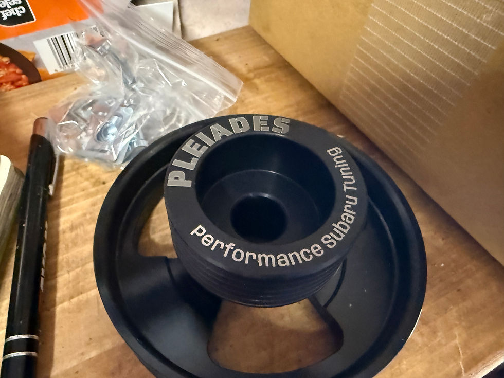 We couldn't resist purchasing a CDF racing pulley kit and asking Timpsons if they could laser etch the alternator pulley!