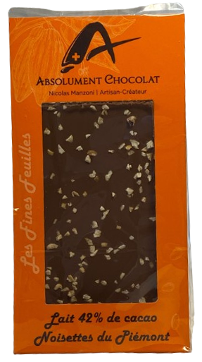 Fines feuilles lait 42% et noisettes du Piémont 100g