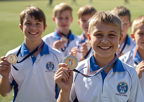 Students awarded medals at a school sports competition