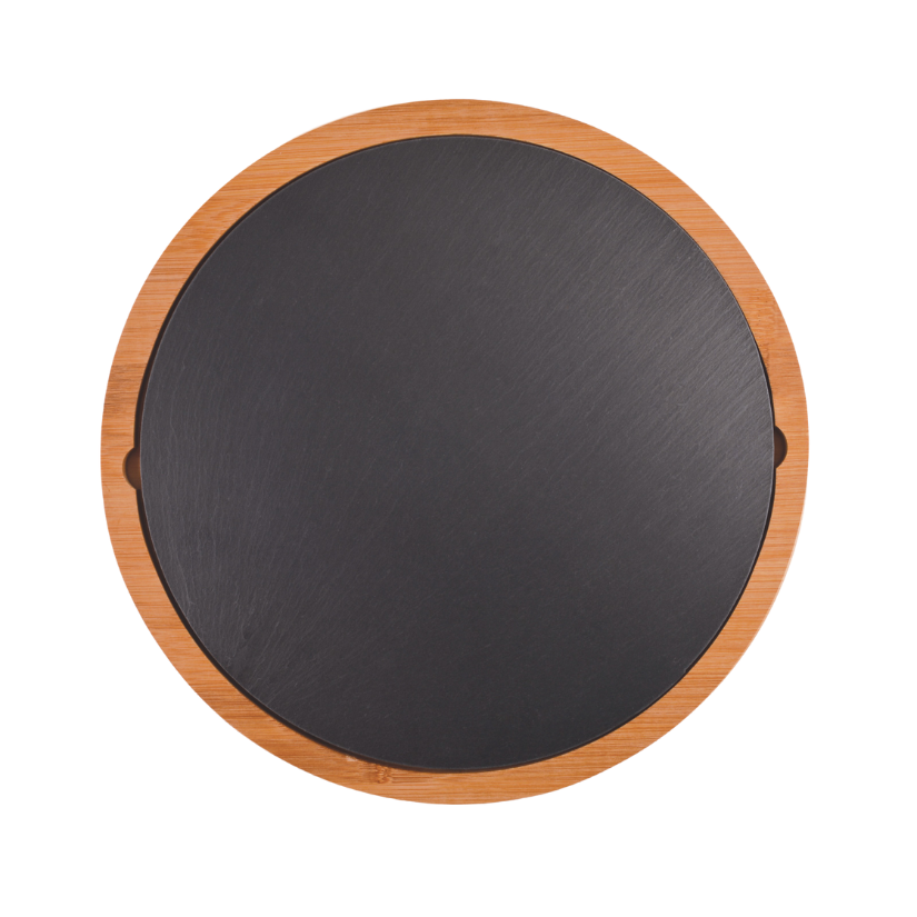 Thumbnail: Bamboo cheese board with engraved slate insert used for gifting