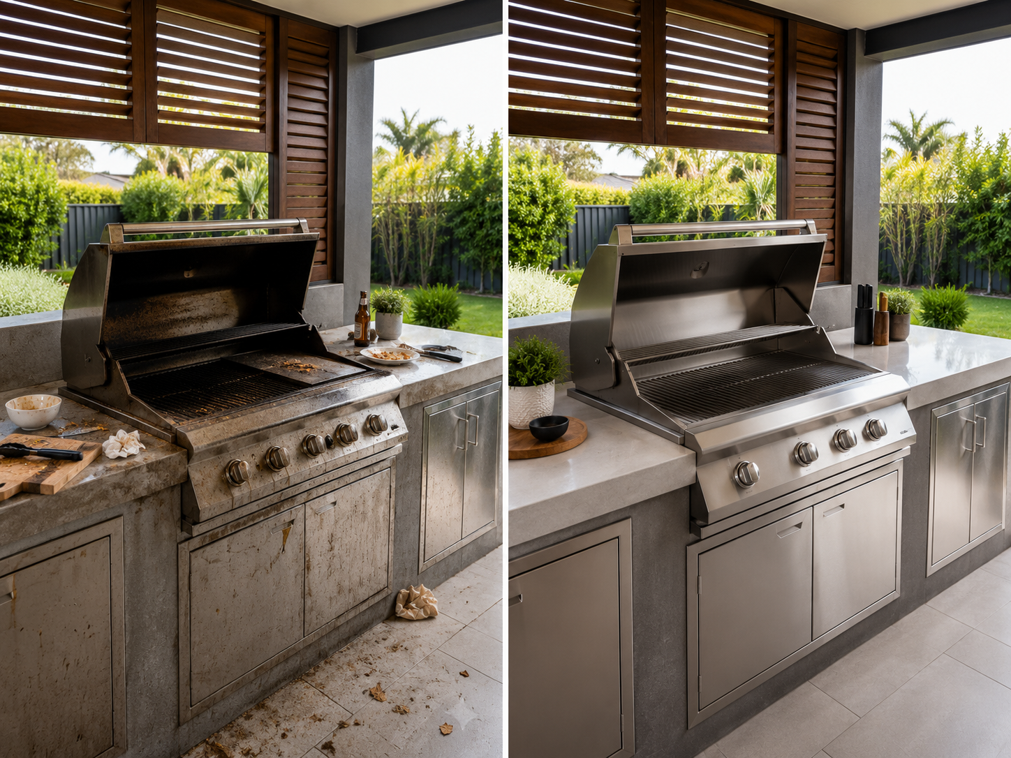 Fresh and tidy patio area by Southern Clean Scene, showing clean outdoor furniture, refreshed surfaces and a neat outdoor space after a Patio Polish service.