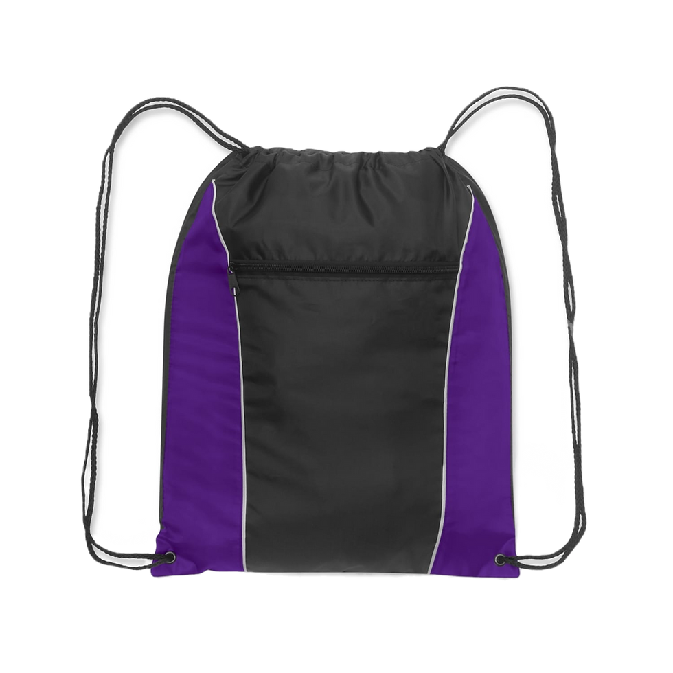 Thumbnail: Ranger drawstring backpack with zippered pocket and custom screen print logo