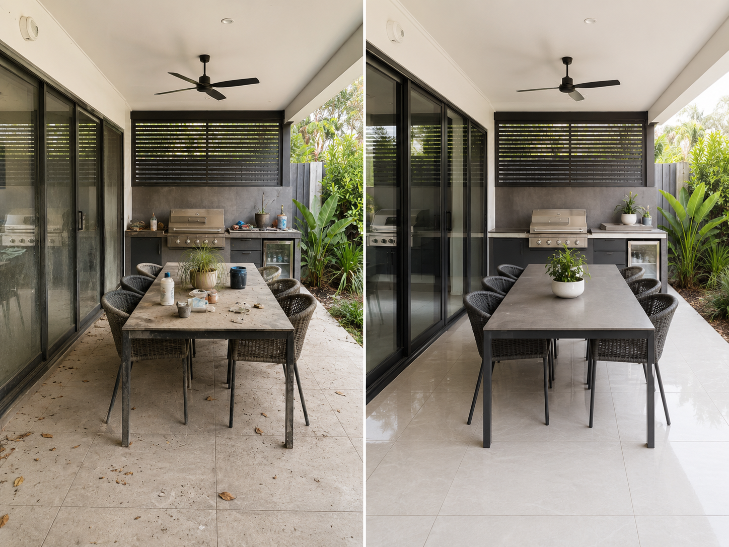 Fresh and polished alfresco area by Southern Clean Scene, showing clean furniture, refreshed surfaces and a guest-ready outdoor space after an Alfresco Clean Scene service.