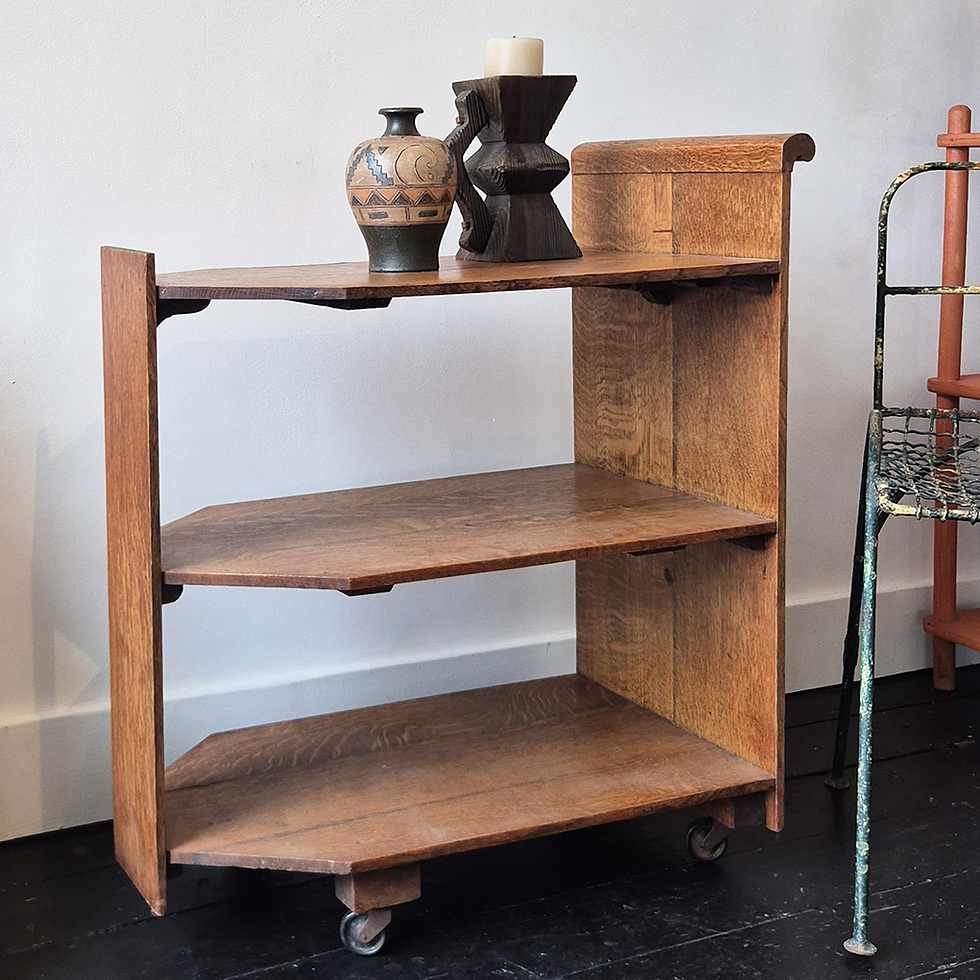 Thumbnail: Vintage Art Deco Modernist Drinks Trolley in Oak - 3/4 view