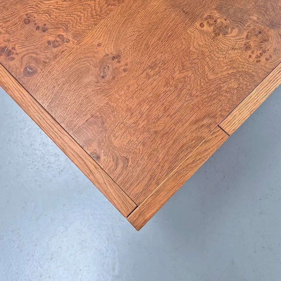 Vintage Burr Elm Brutalist Coffee table - corner detail view