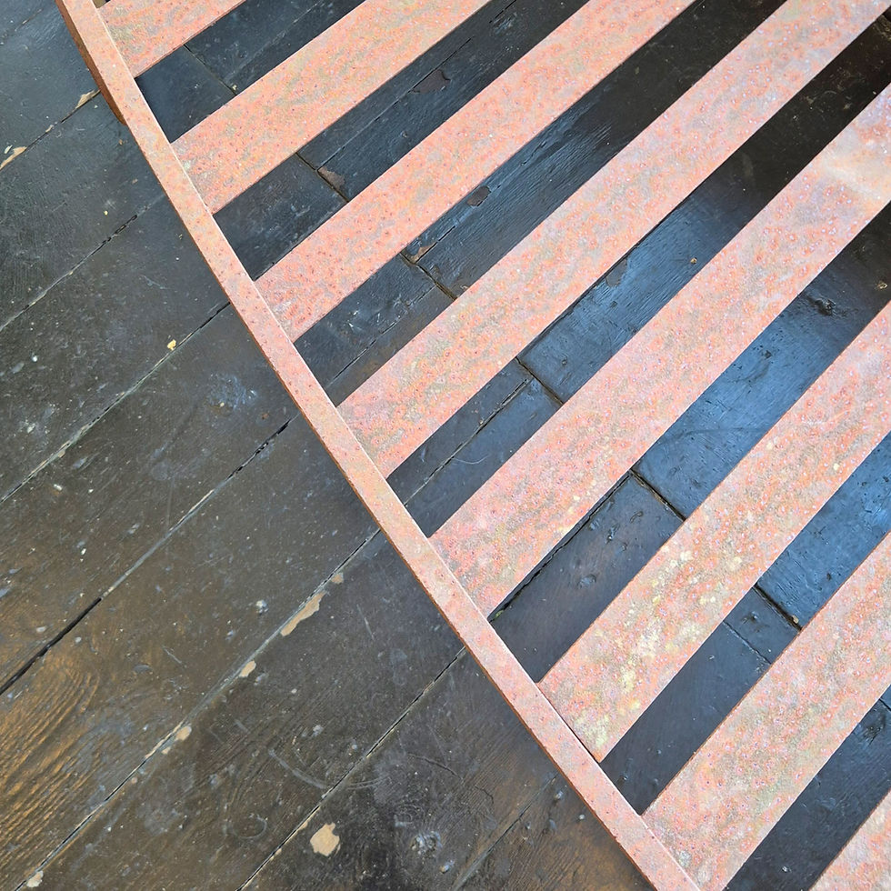 Thumbnail: A vintage artist made metal bench or day bed w/ asymmetric form - seat view