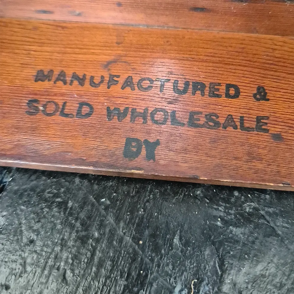 Thumbnail: Vintage 1940's wooden utility furniture side table by Paget & Co - Stamp 1 View