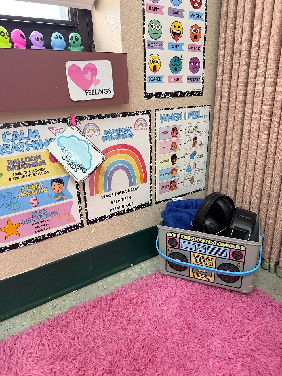 Close up of a calming corner in a VPK classroom