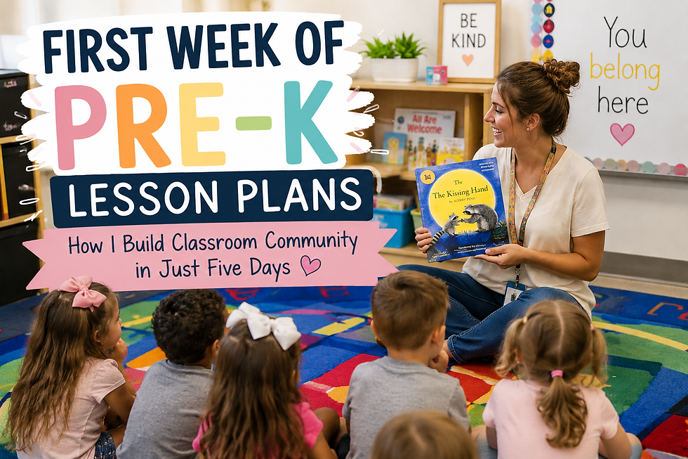 Preschool teacher reading the book The Kissing Hand to her students.
