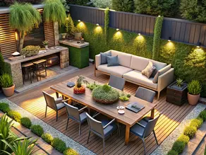 AI-generated image of a courtyard graden