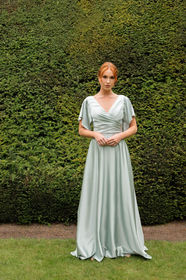 bridesmaid dresses coventry uk Stunning V-Neck Flutter Sleeve Maxi Bridesmaid Dress