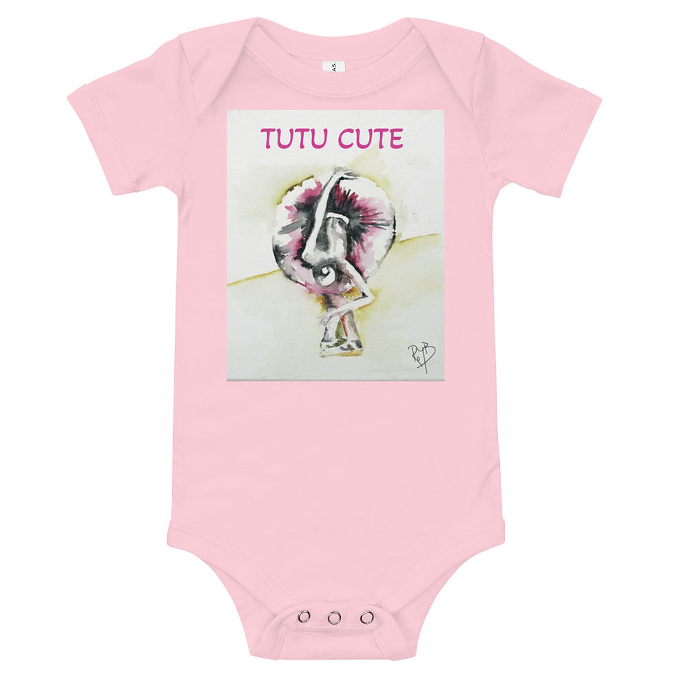 Baby short sleeve one piece with Grace/tutu cute art by Roy Bramwell©
