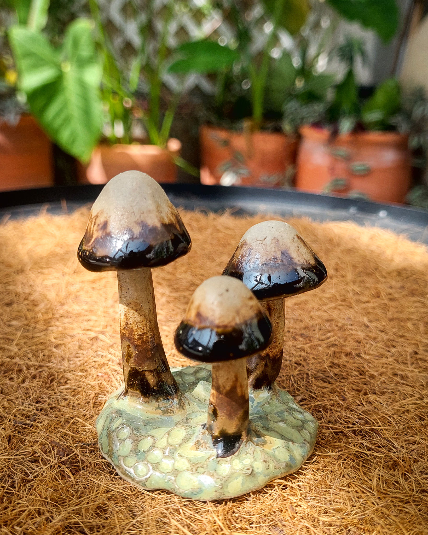 Pieza ceramica Set Hongos Ink Cap Ultramarr Matera Lima: modeladas a mano