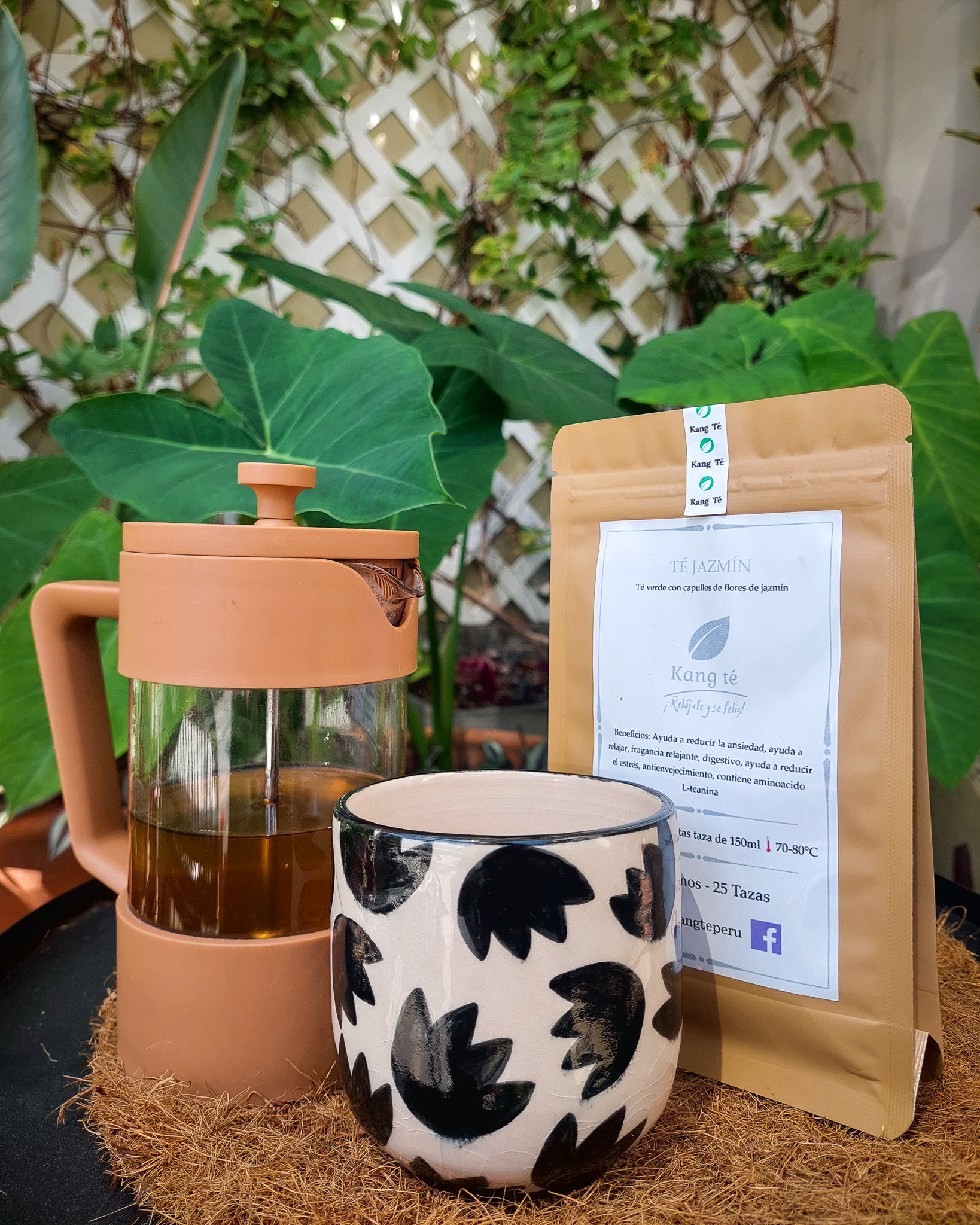 Bolsa de Té Jazmín Kang Té, infusión artesanal de té verde con capullos de flores de jazmín, rico en L-teanina, marca peruana